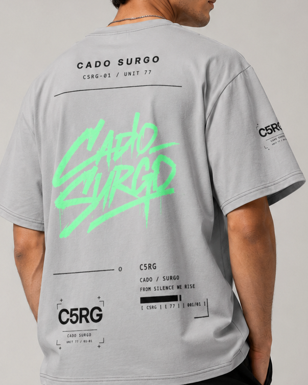 Premium Heavyweight Oversized T-Shirt - CADO SURGO CSRG. Silver