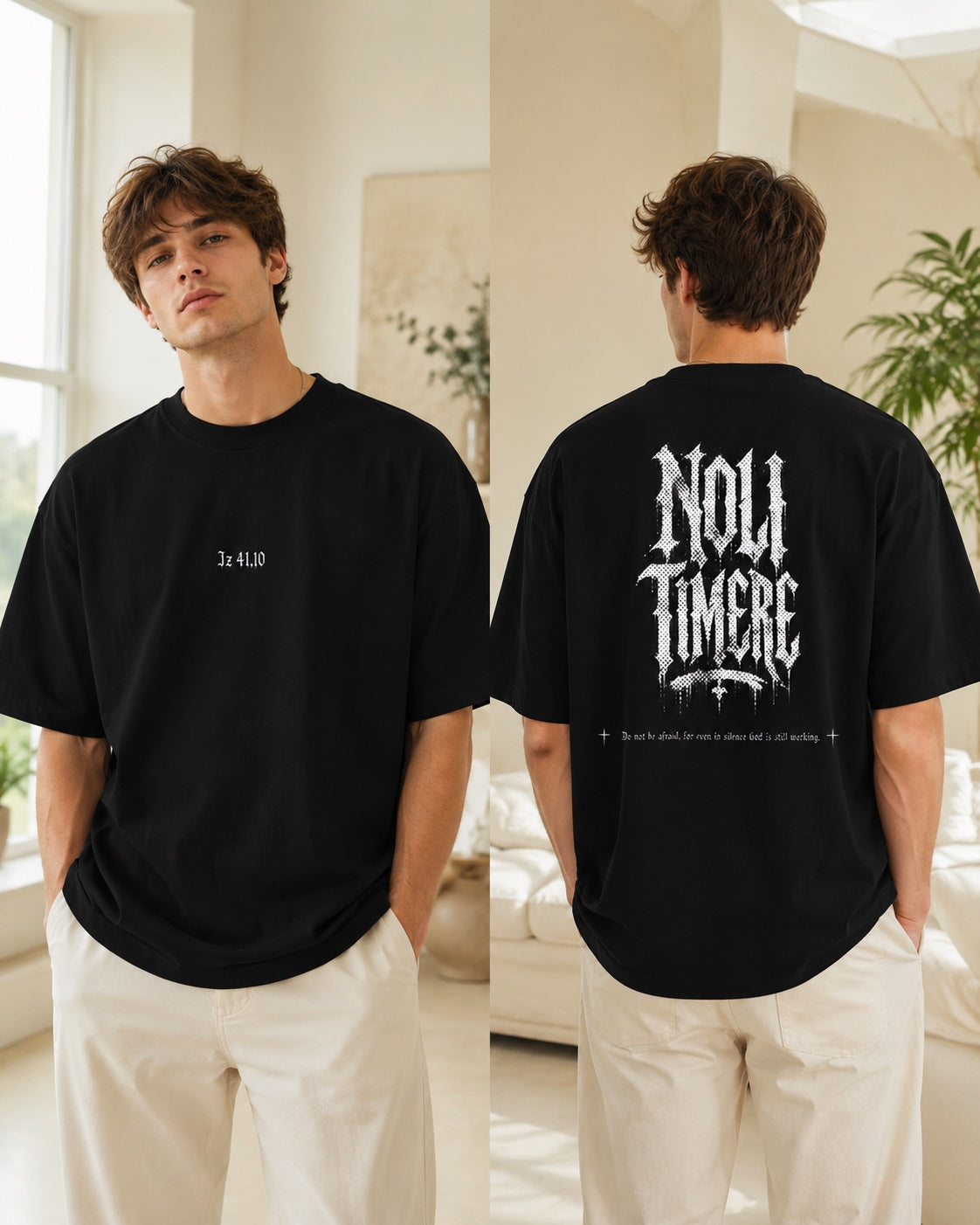 T-Shirt - Noli Timere Graphic Tee (Latin 'Noli Timere' Gothic Design)