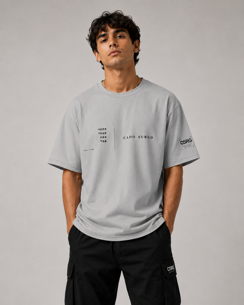 Premium Heavyweight Oversized T-Shirt - CADO SURGO CSRG. Silver