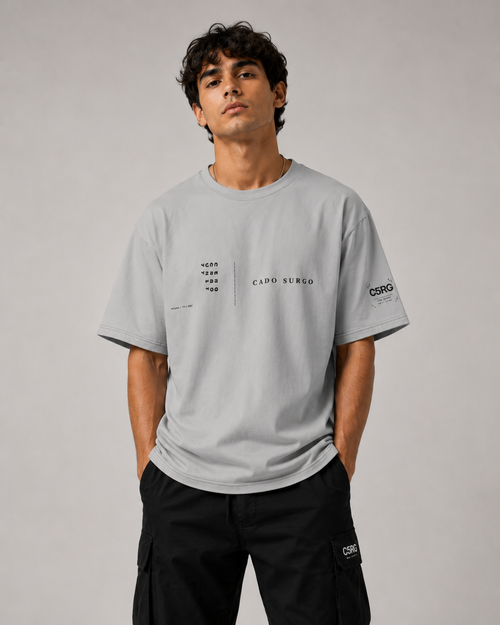Premium Heavyweight Oversized T-Shirt - CADO SURGO CSRG. Silver