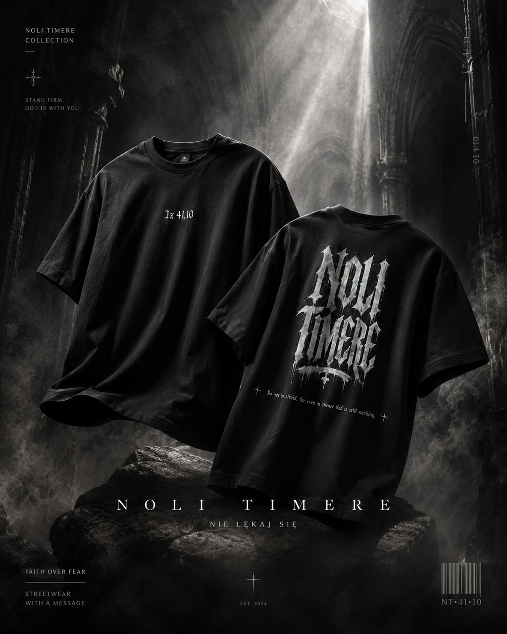 T-Shirt - Noli Timere 2 Graphic Tee (Latin 'Noli Timere' Gothic Design)