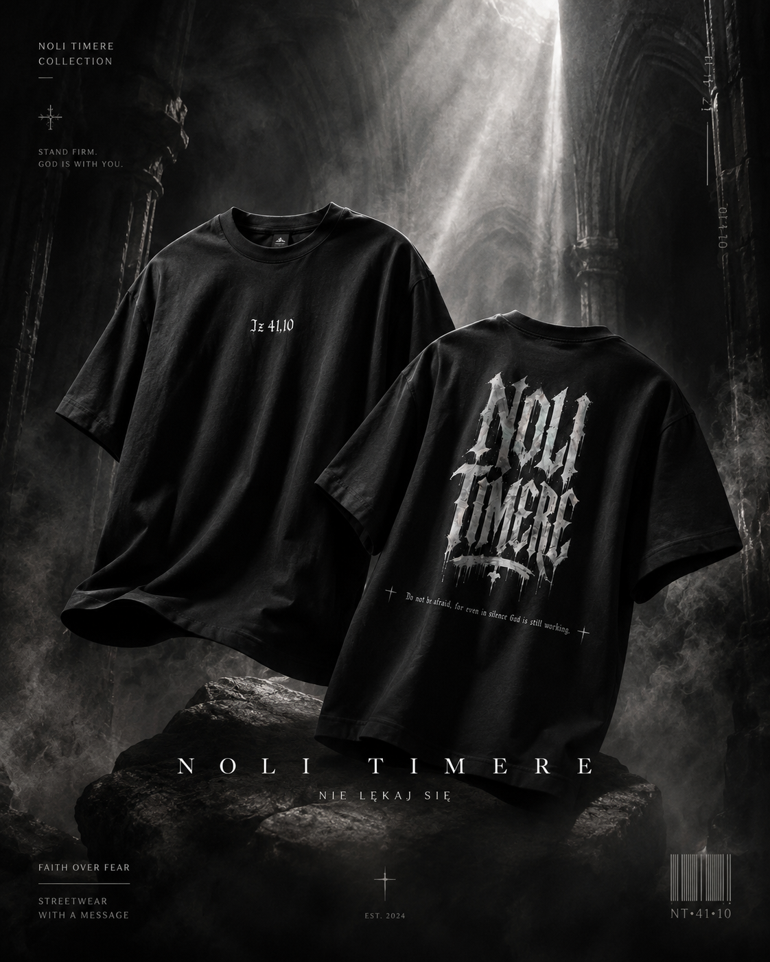 T-Shirt - Noli Timere 2 Graphic Tee (Latin 'Noli Timere' Gothic Design)